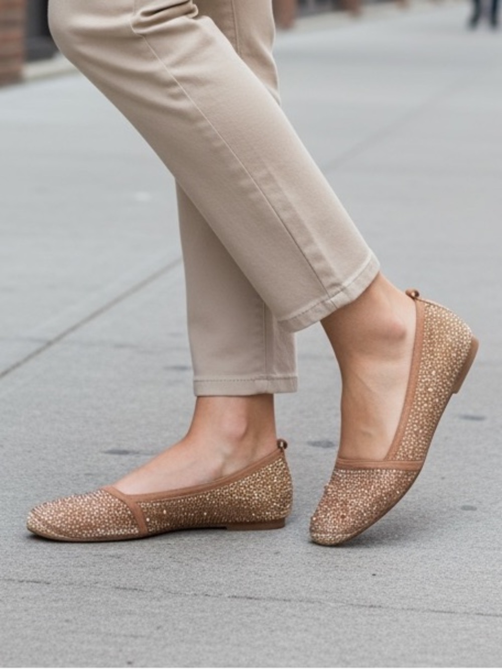 Stuart Weitzman Sparkling Brown Flats sz7